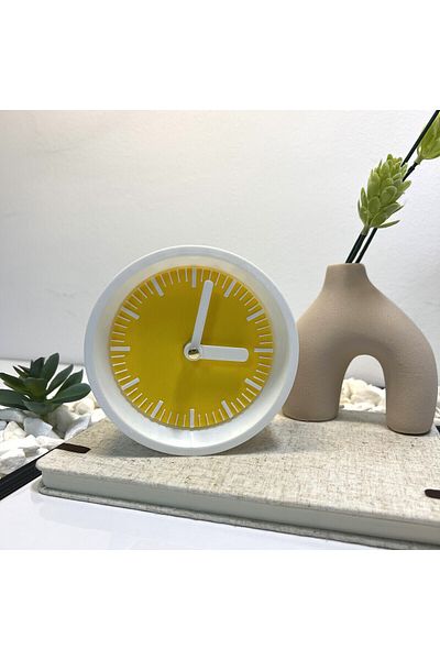 OEM Decorative clock "Kaleia", 11 cm, yellow, 3D printed from PLA (Bioplastic)