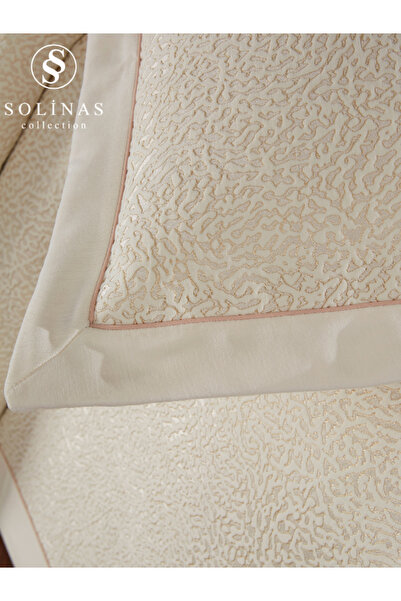Solinas Collection Bellamira Krem – Vizon Kenarı Biyeli Çift Kişilik Yatak Örtüsü
