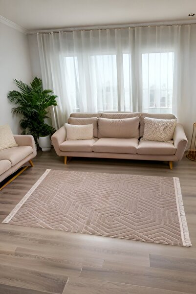 Myevilla Dekoratif Bergama Serisi Salon Oturma Odası Mutfak Kesme Yolluk Makine Halısı 9802a
