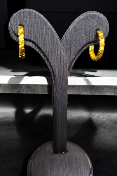 BEYZA DERELİ TAKI AKSESUAR 22 Ayar Fiziki Altın Kaplama Arpa Halka Küpe