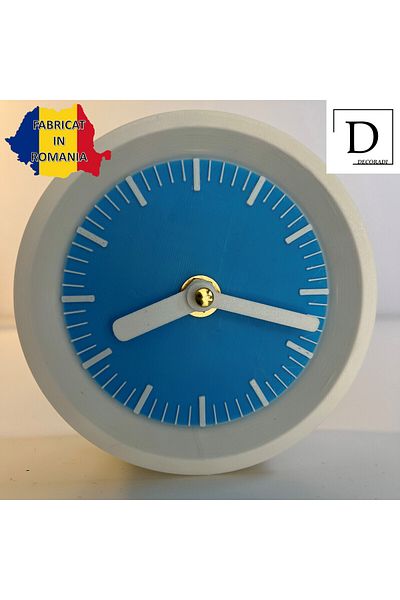 OEM Decorative clock "Kaleia", 11 cm, blue, 3D printed from PLA (Bioplastic)