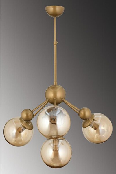 İstanbul Avize Larin 4'lü Eskitme Sarı Glop Camlı Avize