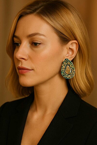 Lu Atelier Aurelia – El Yapımı Hafif Ve Kırılmaz Altın-yeşil Küpe