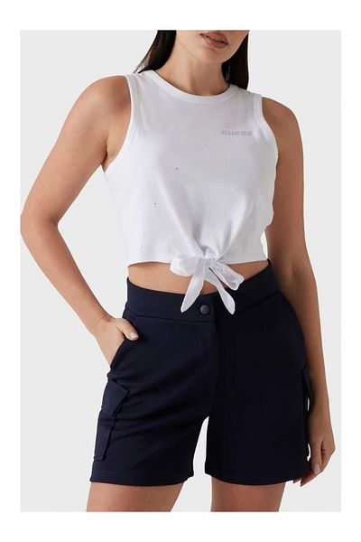 Guess Primula Rhınestones Tank Women White Crop V5Gı01I3Z14-G011