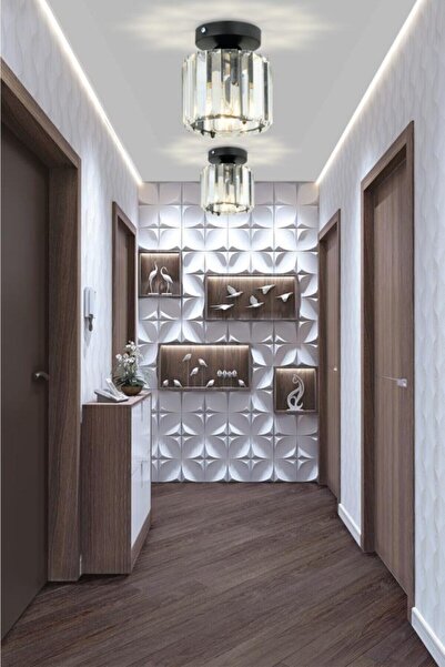 İstanbul Avize Plafonyer Tavan Siyah Y-10 Kristal Taşlı Avize