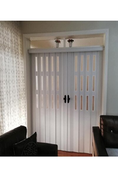 ERİKMANN Akordiyon Kapı 440 X235 Akçaağaç Camlı Çift Açılım Katlanır Kapı