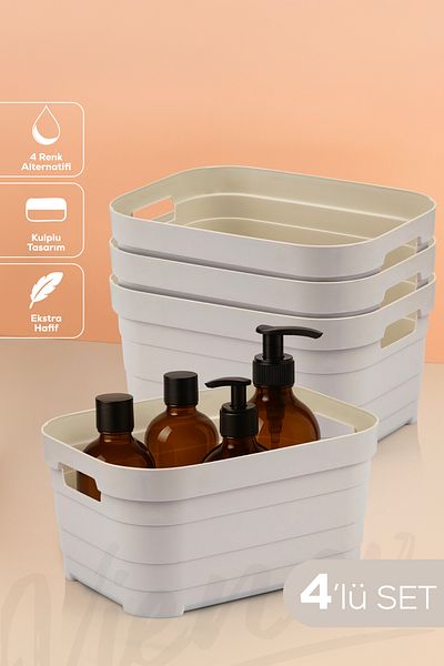 Vienev Cutie de depozitare din 4 piese de 3,8 litri Bej