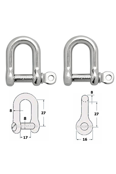 SomayStore Tekne Zincir Kilidi Paslanmaz Krom 8mm 2 Adet
