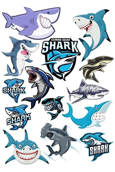 Reysa Tasarım مجموعة ملصقات القرش مكونة من 20 قطعة للهاتف والكمبيوتر اللوحي و...