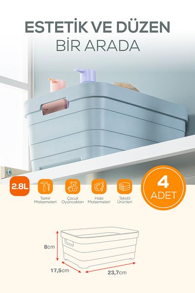 Vienev 4-Piece 2.8 Liter Storage Box White