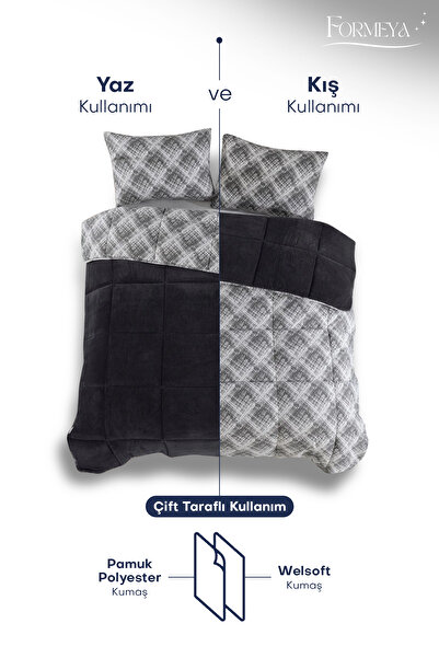 Formeya Luxury Wellsoft Double Quilt and Pillow Set - 195X215 Cm, Double Sided