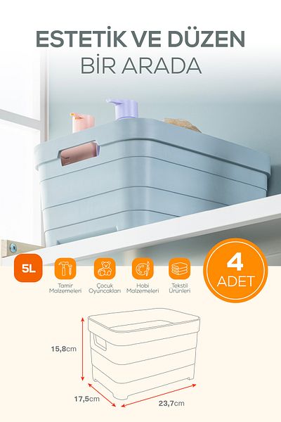 Vienev 4-Piece 5 Liter Storage Box White