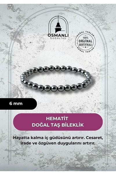 OSMANLI DOĞAL TAŞ Hematite 6mm Natural Stone Bracelet