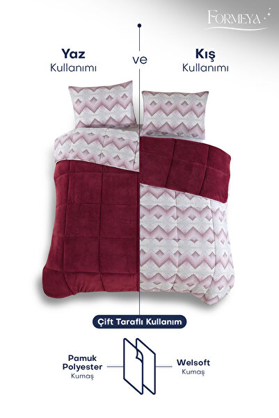 Formeya Luxury Wellsoft Double Quilt and Pillow Set - 195X215 Cm, Double Sided