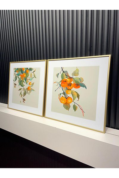 Tablomtr Masă decorativă din 2 piese Persimmon cu cadru metalic și sticlă