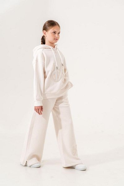 GİYİCEM Girls' Embroidered Hooded Three Thread Tracksuit Set 4710