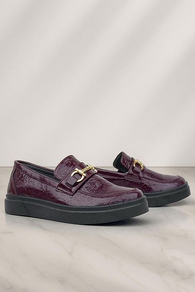 Rakerplus Loafer clasic pentru copii - Pantofi cu cataramă roșu Claret