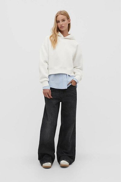 Tight Lady Hanorac crop cu glugă, 100% bumbac, premium pentru femei