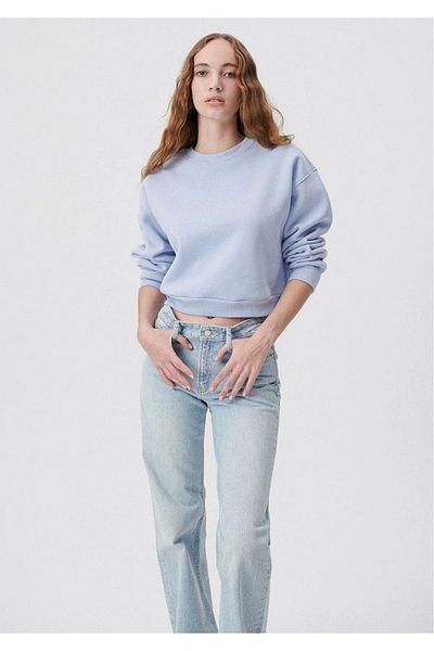 Tight Lady Hanorac de bază, 100% bumbac, albastru deschis, ultra de calitate, fără Diagonel, cu 3 fire
