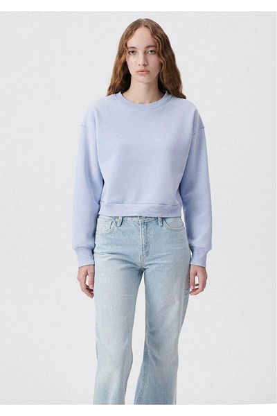 Tight Lady Hanorac de bază, 100% bumbac, albastru deschis, ultra de calitate, fără Diagonel, cu 3 fire