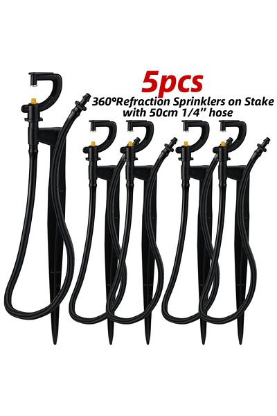 Choice D-5pcs Kesla 5pc 360° Rotating Micro Watering Irrigation Sprinkler Sprayer On 20cm Stake 1/4" Barb C