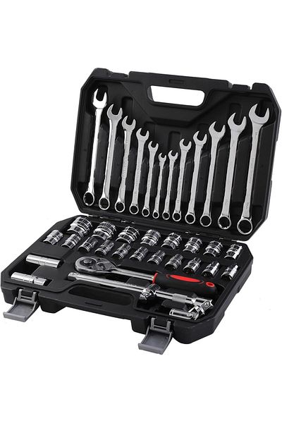 Lawazim 37-Piece Tool Set – Compact Socket & Wrench Kit with Case for Home, Car & Bike Repairs
