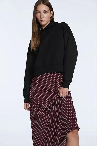 Tight Lady 100% cotton Premium Women's Black Hooded crop sweatshirt