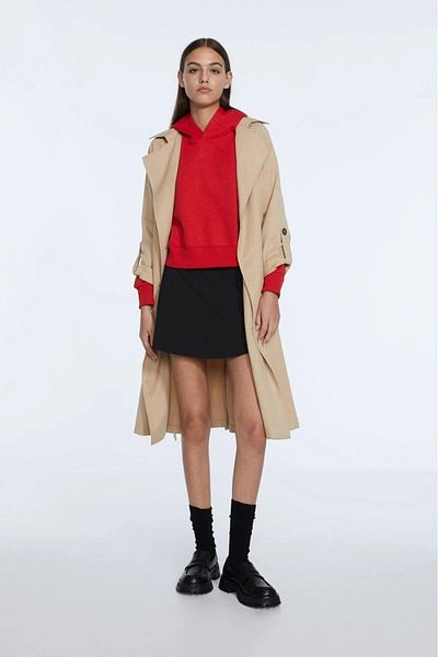Tight Lady 100% cotton Premium Women's Red Hooded crop sweatshirt