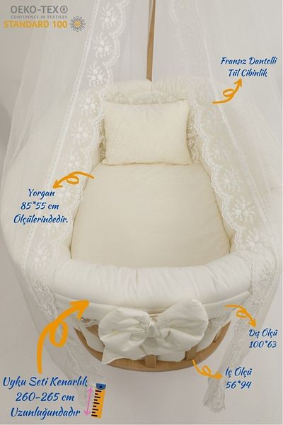 BebeK on For Baby Sleeping Set for Basket Crib (Cream French) - Crib Not Included