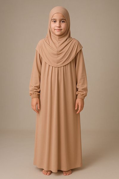 Sonbaharmoda Φόρεμα Hijab για κορίτσια - Βαμβακερά, ελαστικά μανίκια, ρούχα προσευχής με μαντίλα