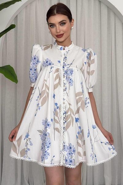 ZISHAN Multicolored Floral Patterned Mini Linen Summer Zmrman Design Dress 163