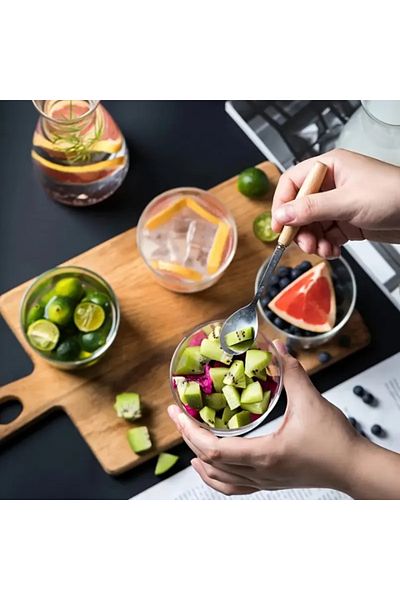 Noah Exclusive 400 ml (Set of 6) Borosilicate Glass Presentation Bowl - Magnolia - Pudding - Jam - (9 cm X 7 cm)