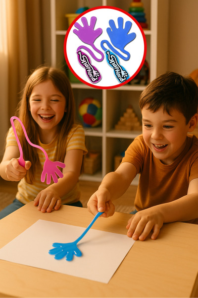 TOYFEST Jaru 2'li Süper Esnek Eğlenceli Yapışkan El Snap Hand El - ( Mor - Ma...