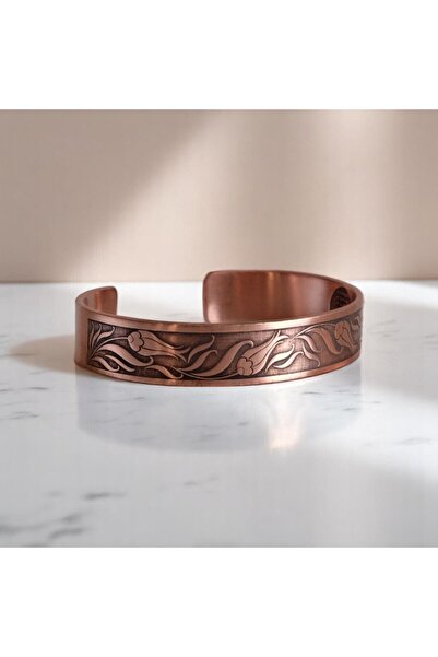 ELEMENTA Osmanlı Saray Zerafeti Çiçek Deseni Şifalı Has Bakır Kadın Erkek Bilezik Koruma Zırhlı Dualı Ünisex