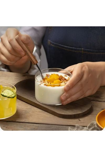 Noah Exclusive 400 ml (Set of 2) Borosilicate Glass Presentation Bowl - Magnolia - Pudding - Jam - (9 cm X 7 cm)