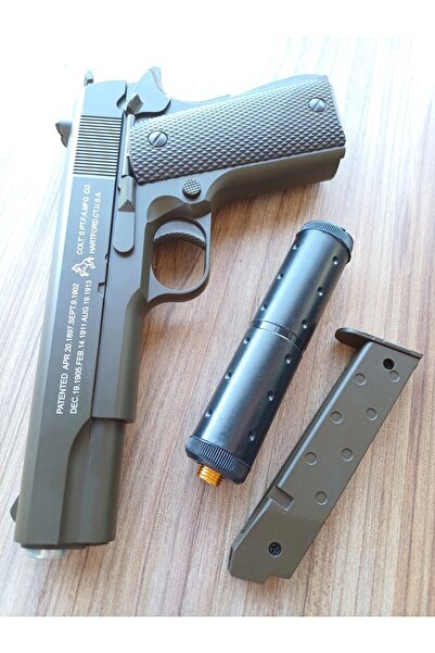 OYUNCAKSAHİLİ Boncuk Tabanca Diecast Demir Plast Gövdeli Kutulu Gerçekçi Meta...