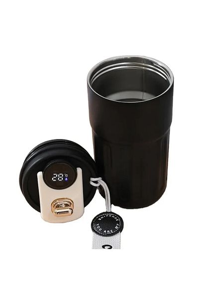 OEM Cana termos cu afisaj LED, Kondo, 460 ml, otel inoxidabil, pereti dubli, negru