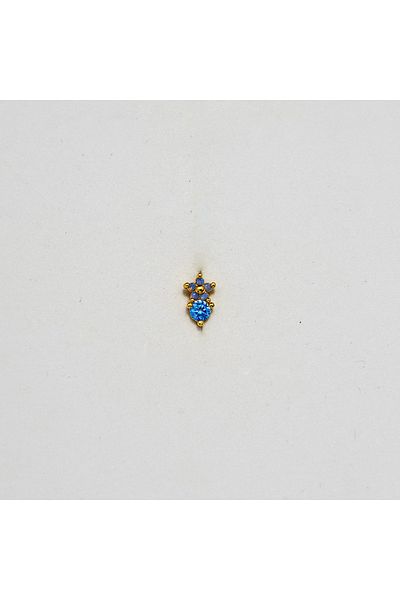 Piercing by Sever Light Blue Flower and Blue Stone Leaf Steel Piercing Gold/Gold Color (Targus Helix Conch Flat)