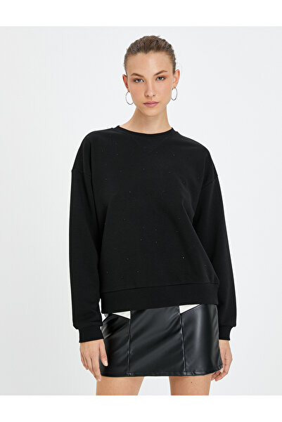 Koton Oversize mikina Shiny Stone Crew Neck
