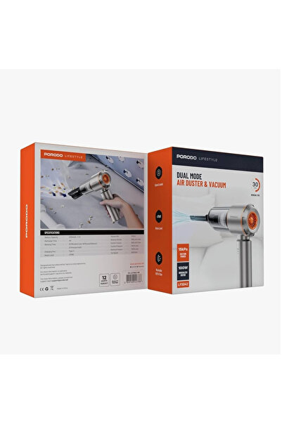 porodo Lifestyle 2in1 Portable Vacuum Cleaner and Air Duster - Black