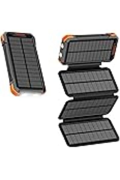 porodo Solar Power Bank 20000mAh 4-Panel Solar, PD 20W, Hand-Crank Charging, Multi-Mode Flash Light,