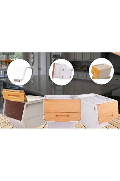 Geseus Motek Bamboo Potato Holder Onion Holder Wheeled Multi-Purpose Organizer 1X12Liter-With Bamboo Lid