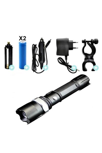 Geseus Profesyonel Şarjlı El Feneri Uzun Menzilli Zomlu Acil Durum Feneri Pol...