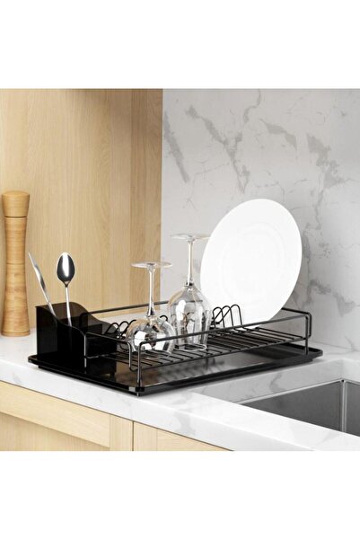 Geseus Home Tek Katlı Tabaklık Bulaşıklık Mat Siyah KB006S