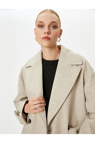 Koton Stash Coat dublu piept buzunar cu nasturi detaliat