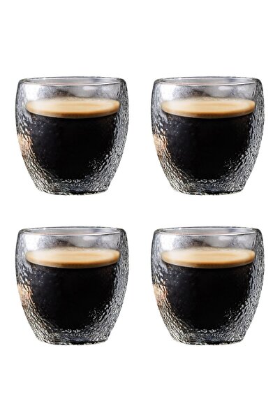 Atlas Mutfak طقم فناجين شاي وقهوة ولاتيه وجلد مزدوج الجدار - طقم مج زجاجي 250...