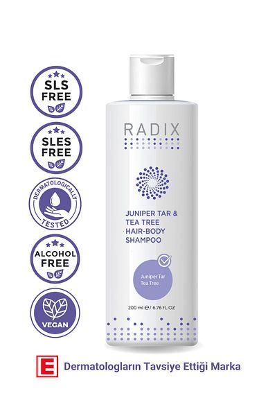 Radix Juniper Tar Tea Tree Hair Body Shampoo - Hair and Body Shampoo, 200ml, with Juniper Tar and Tea Tree Extract