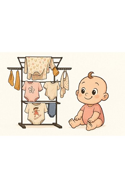 Biricik 3 Katlı Bebek Çamaşır Kurutma Askısı