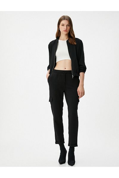 Koton Cargo Pants with Elastic Waist, Pocket Detail, Folded Legs