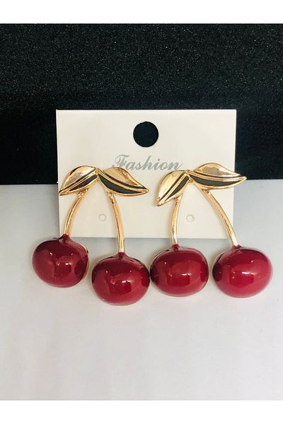 İnDerin Cherry Earrings Women's 2-Piece Earrings